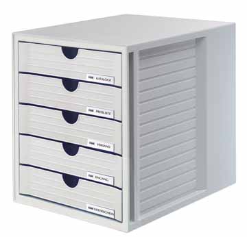 Ladenblok Han Systembox met gesloten laden lichtgrijs