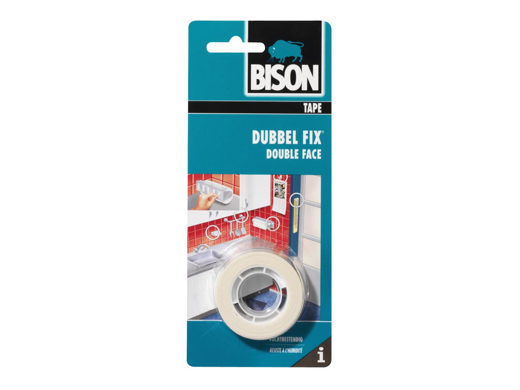 Plakband Bison dubbelzijdig 19mmx1,5m blister