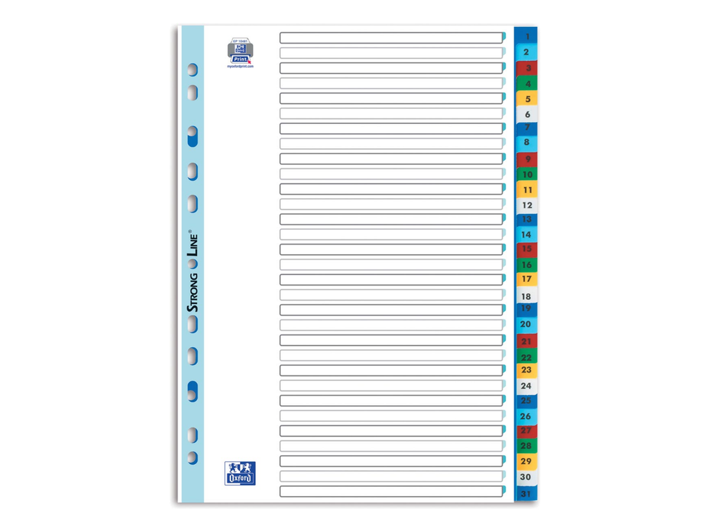 Tabbladen Elba PP A4 1-31 11-gaats assorti