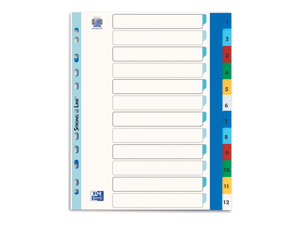 Tabbladen Elba PP A4 maxi 1-12 11-gaats assorti