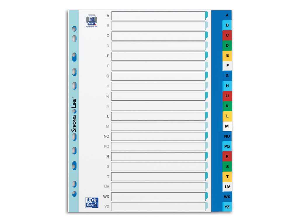 Tabbladen Elba PP A4 maxi A-Z 11-gaats assorti