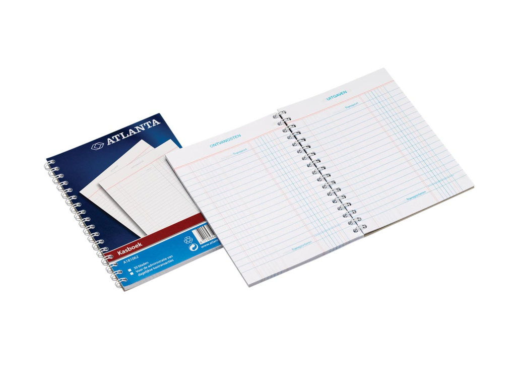 Kasboek Atlanta 10,5x14,8cm A6 blauw/rood 100blz