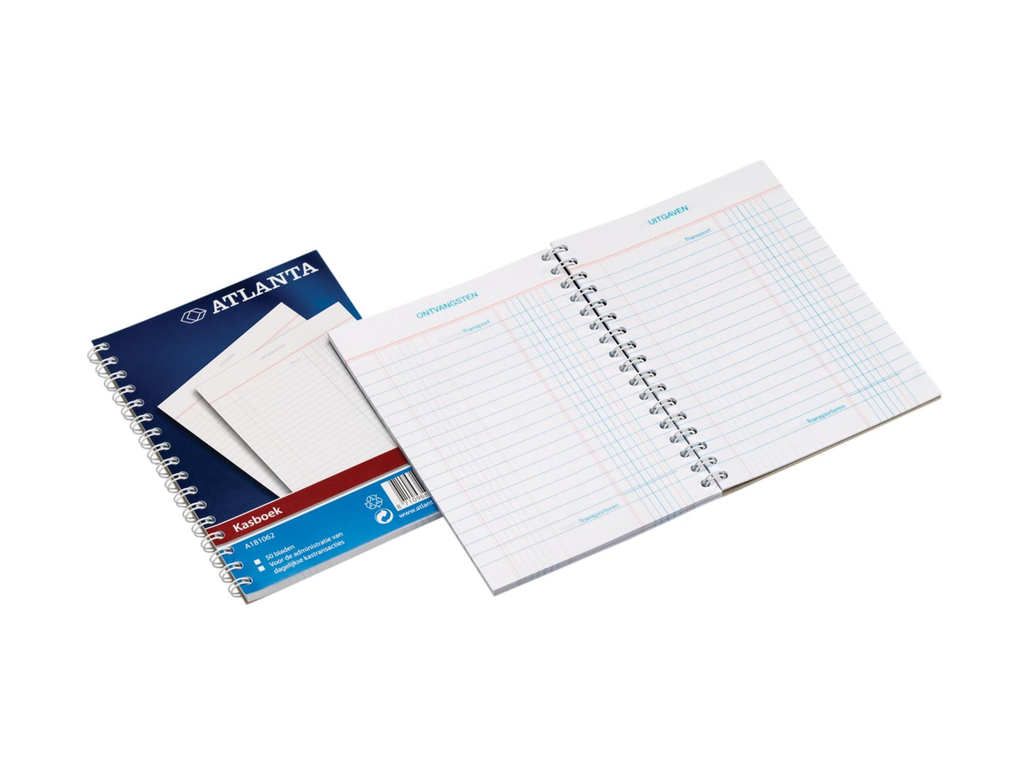 Kasboek Atlanta 14,8x21cm A5 blauw/rood 100blz