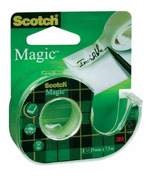 Plakbandafroller Scotch Magic 19mmx7,5m inclusief rol blister
