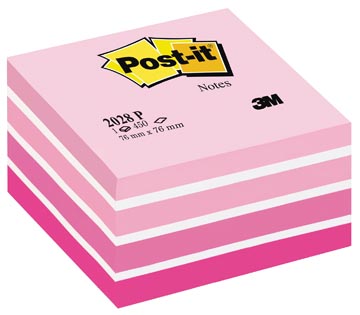 Memoblok Post-It 76x76mm pastelroze 450vel