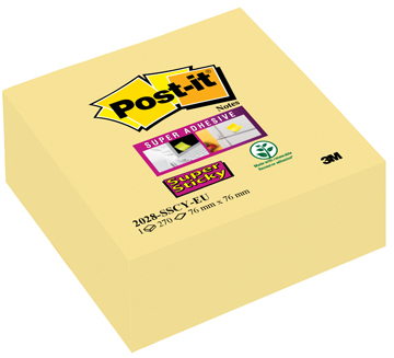 Memoblok Post-It Super Sticky 76x76mm geel