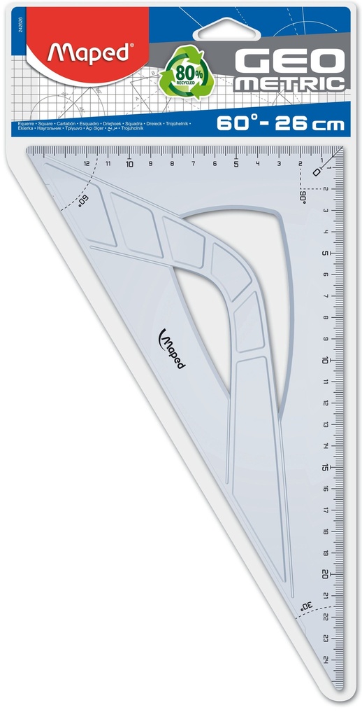 Tekendriehoek winkelhaak Maped geometric 26cm 60° blauw