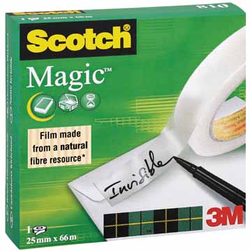 Plakband Scotch magic tape 25mmx66m voor grote afroller