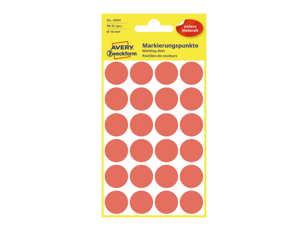 Etiketten Avery Ø18mm rood (96)