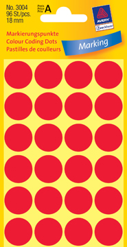 Etiketten Avery Ø18mm rood (96)