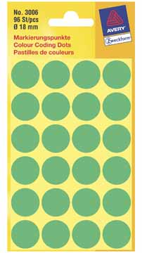 Etiketten Avery Ø18mm groen (96)