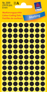 Etiketten Avery Ø8mm zwart (416)