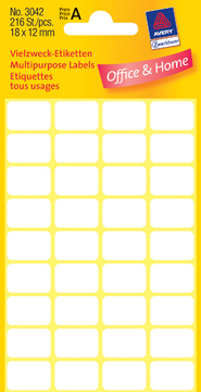 Etiketten Avery 18x12mm wit (216)