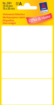 Etiketten Avery 76x39mm wit (18)