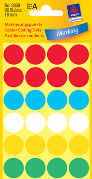 Etiketten Avery Ø18mm assorti (96)