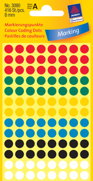 Etiketten Avery Ø8mm assorti (416)