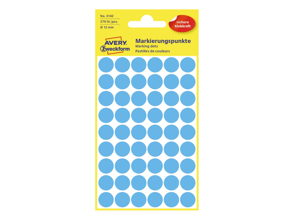 Etiketten Avery Ø12mm blauw (270)
