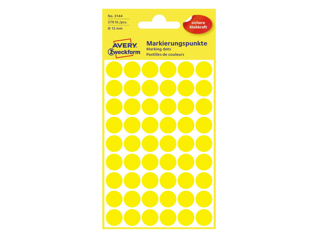 Etiketten Avery Ø12mm geel (270)