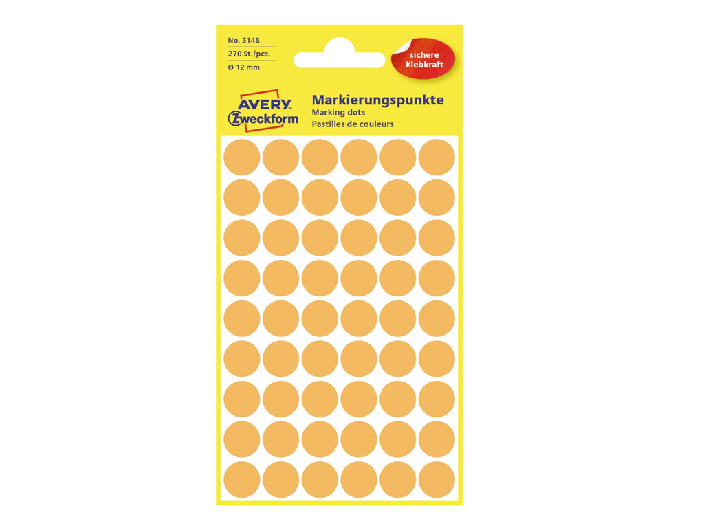 Etiketten Avery Ø12mm oranje (270)