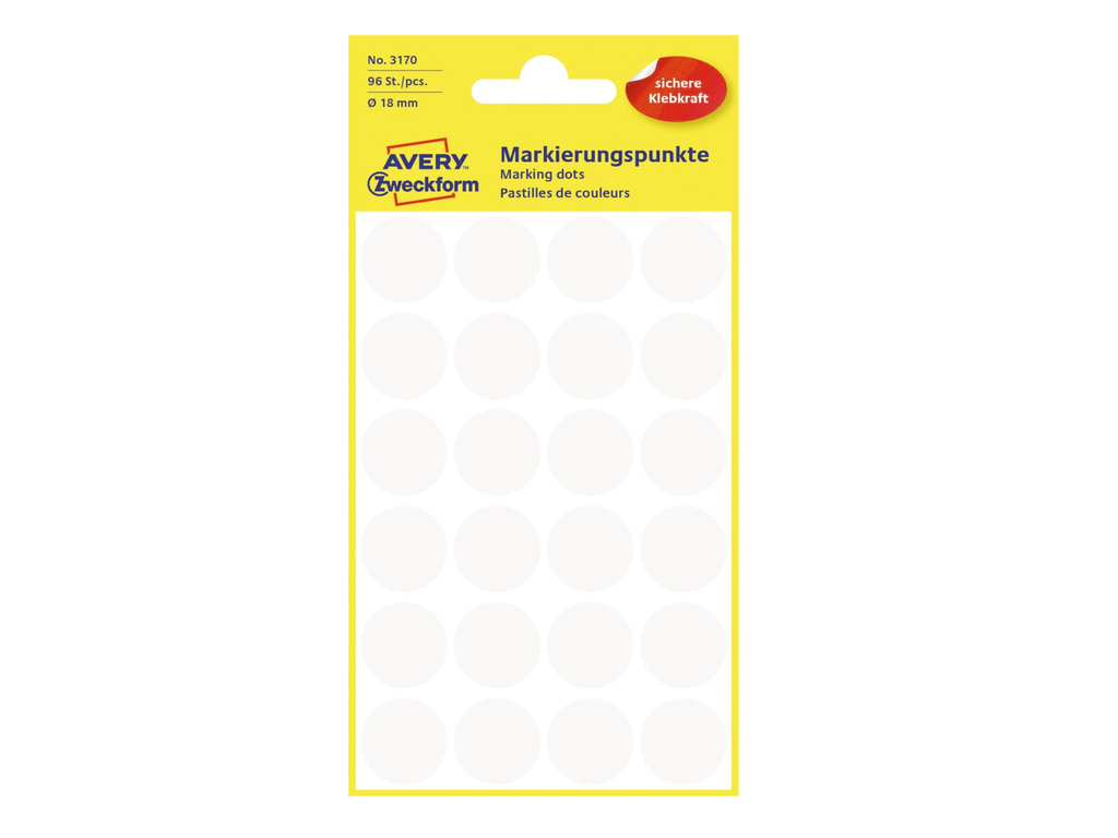 Etiketten Avery Ø18mm wit (96)