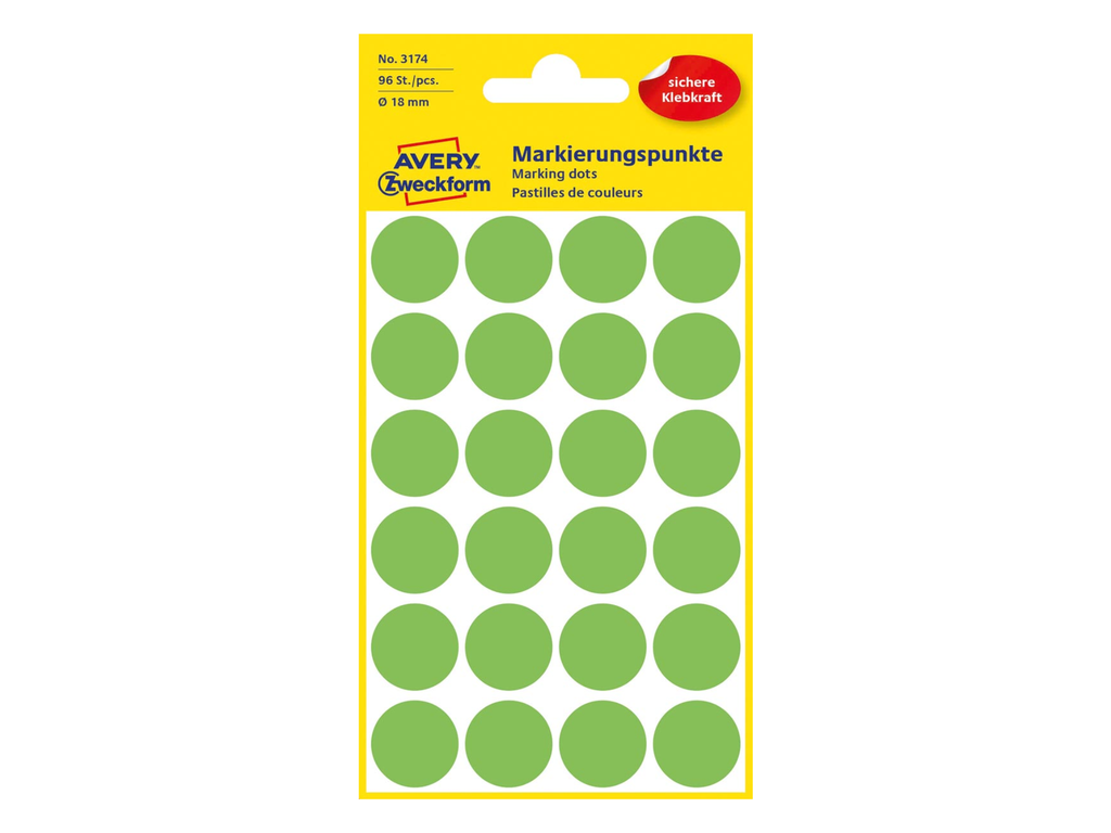 Etiketten Avery Ø18mm groen (96)