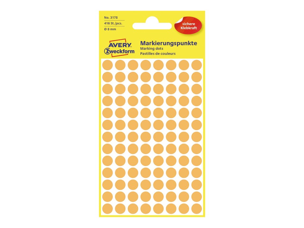 Etiketten Avery Ø8mm oranje (416)