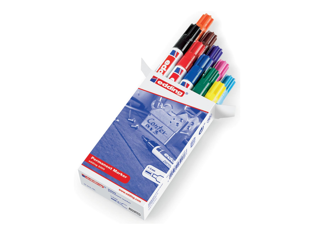 Permanent marker Edding 3300 beitelpunt 1-5mm assorti (10)