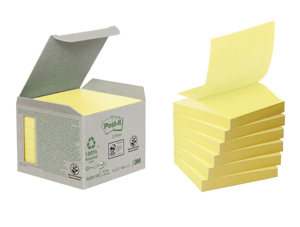 Z-Notes Post-It Recycled 76x76mm geel (6)