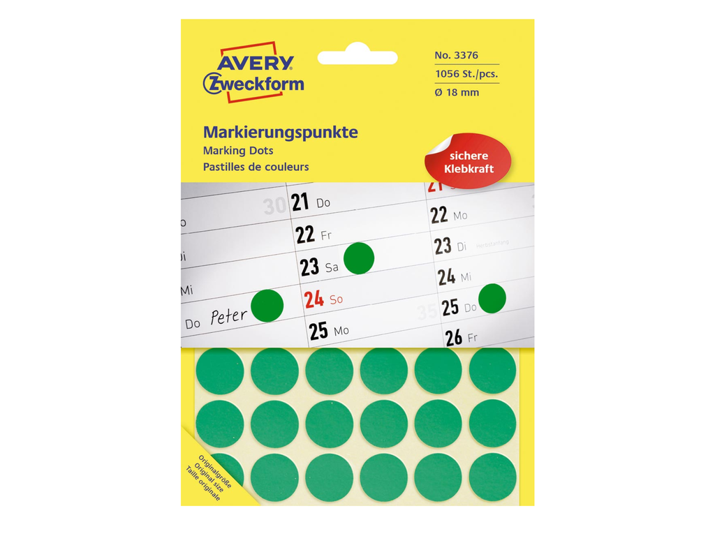 Etiketten Avery Ø18mm groen (1056)