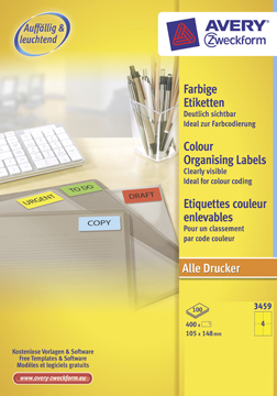 Etiketten Avery 04 etik/bl 105x148mm geel (100)