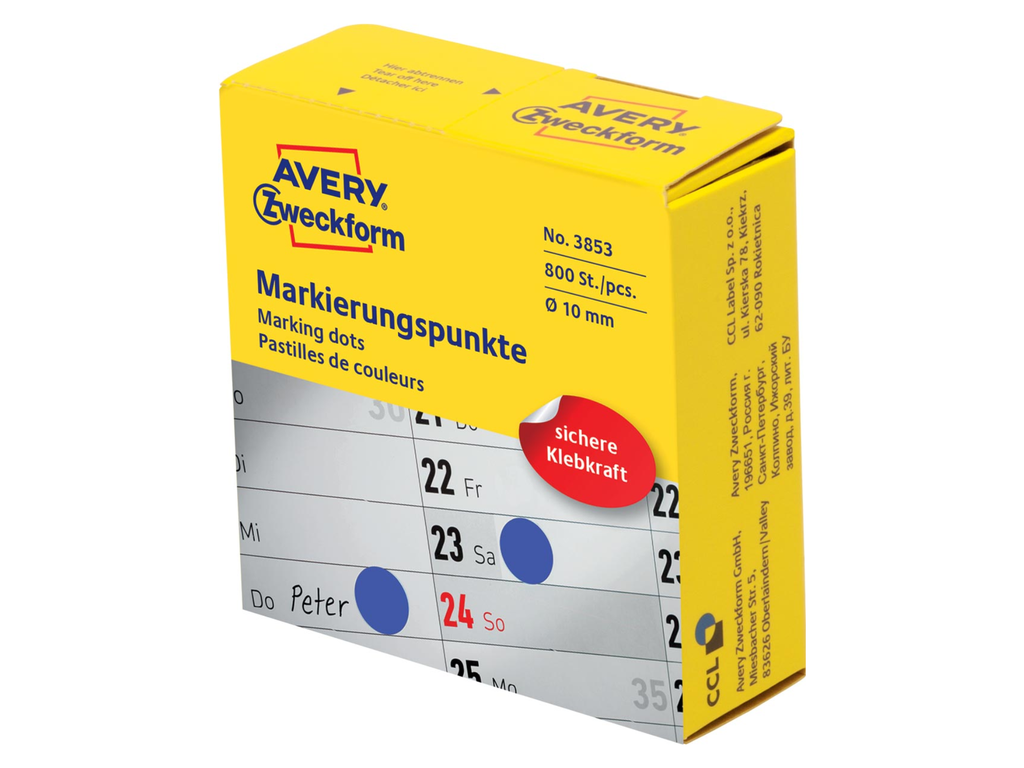 Marking Dots Avery Ø10mm blauw (800)