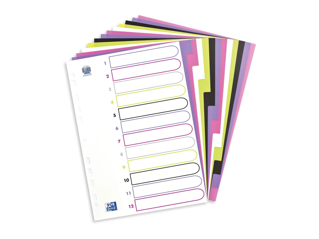 Tabbladen Elba MyColour PP A4 12 tabs 11-gaats assorti