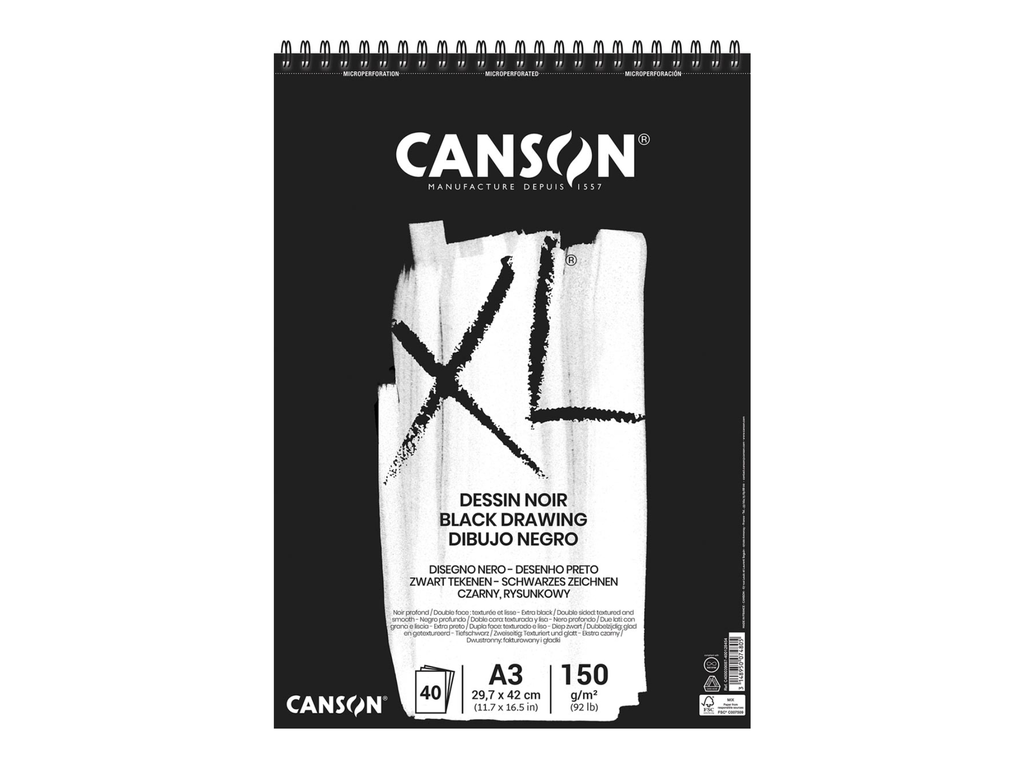 Tekenblok Canson XL A3 150gr 40vel zwart