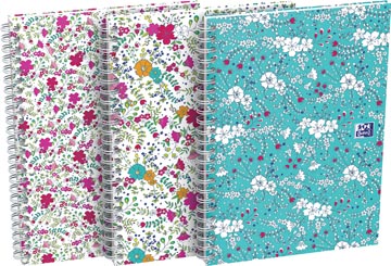Spiraalschrift Oxford Floral hardcover A5 geruit 120blz assorti