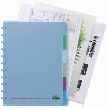 Schrift Atoma PP A4 maxi gelijnd 120blz met tabs en 5 showtassen transparant assorti