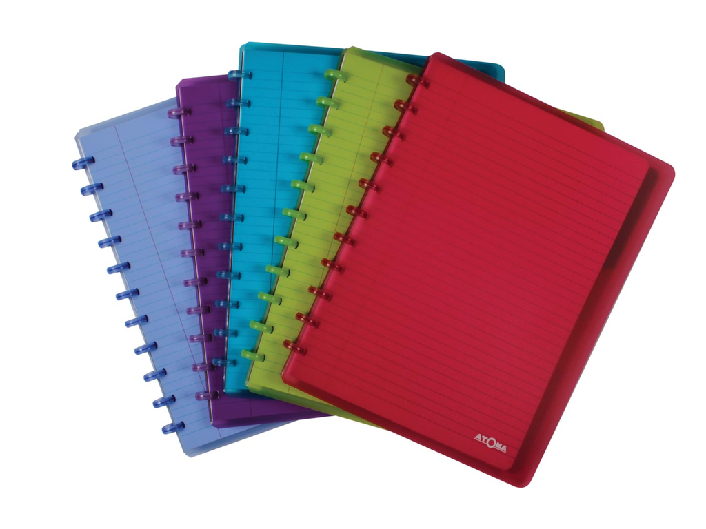 Schrift Atoma PP A4 maxi gelijnd 120blz met tabs en 5 showtassen transparant assorti