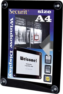 Posterframe vitrine Securit A4 met zuignappen zwart