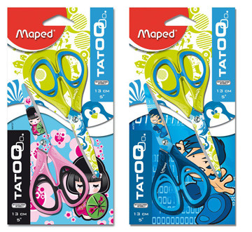 Schaar Maped tatoo teen 13cm assorti blister (2)