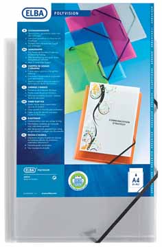 Elastomap 3 kleppen Elba polyvision PP A4 transparant