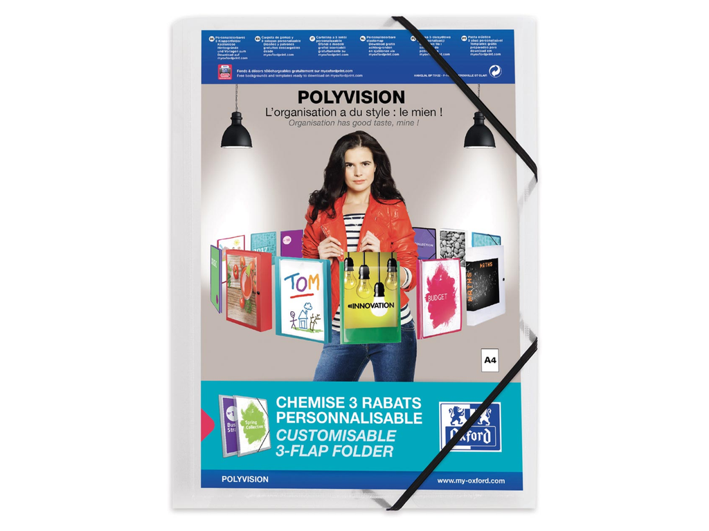 Elastomap 3 kleppen Elba polyvision PP A4 transparant