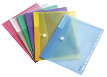 Geperforeerde documentmap Tarifold PP A4 met velcro gekorreld assorti transparant (12)