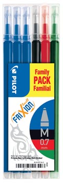 Vulling Pilot voor gelroller FriXion Ball (Clicker) medium assorti klassiek met groen (6)