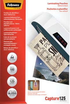 Lamineerhoes Fellowes Capture A4 2x125µ zelfklevende achterkant (100)