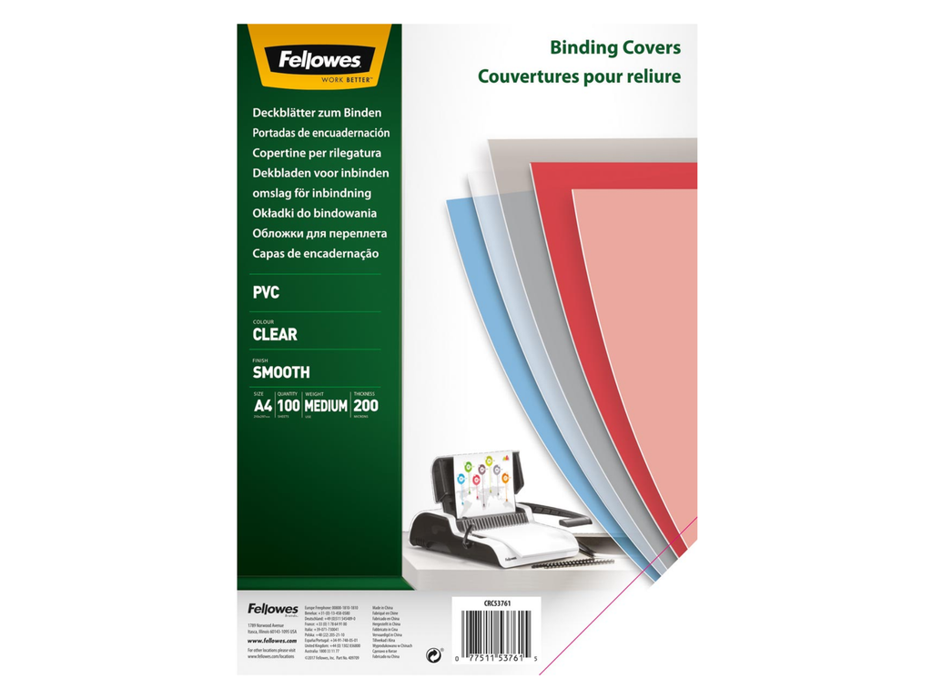 Schutblad Fellowes PVC A4 200 micron transparant (100)(CRC53761)