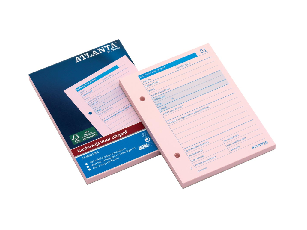 Kasbewijs Atlanta uitgaven 10,5x14,8cm genummerd 1-100 roze