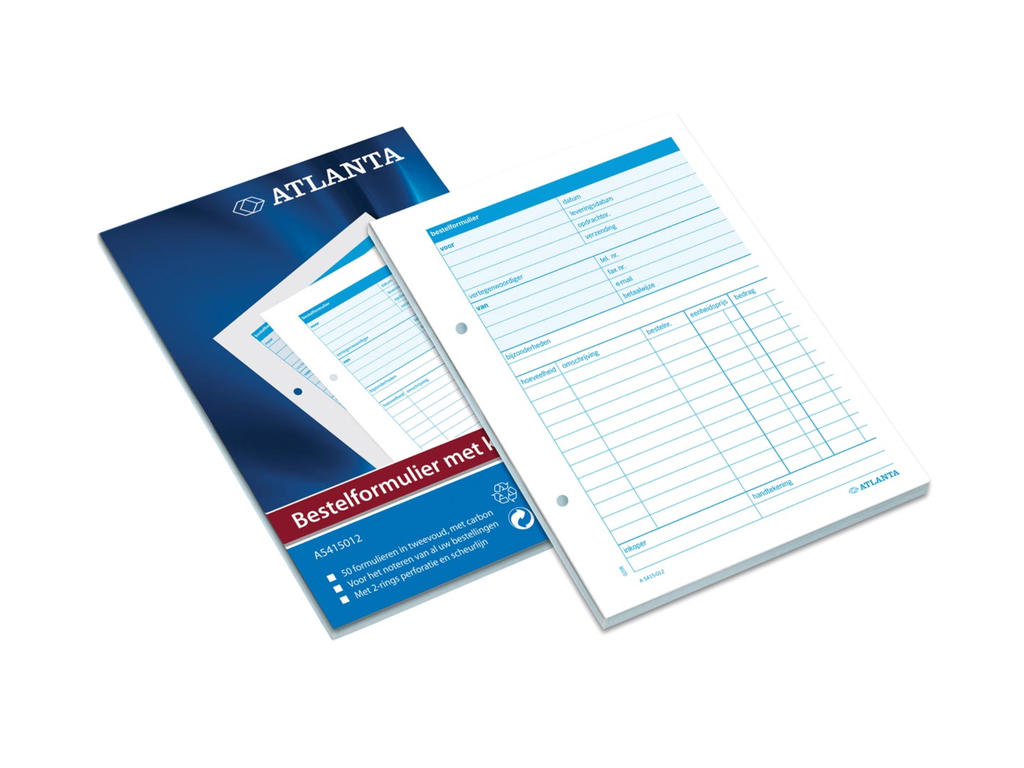 Bestelformulier Atlanta nederlandstalig 14,8x21cm A5 2-voud 1vel carbon 50sets