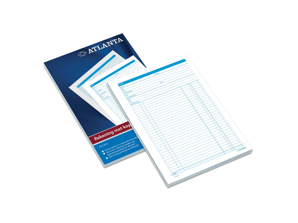 Rekeningblok Atlanta nederlandstalig 14,8x21cm A5 2-voud zelfkopiërend 50sets