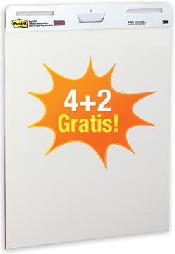 Papierblok voor flipchart Post-It blanco 635x775mm 30vel 4+2 gratis