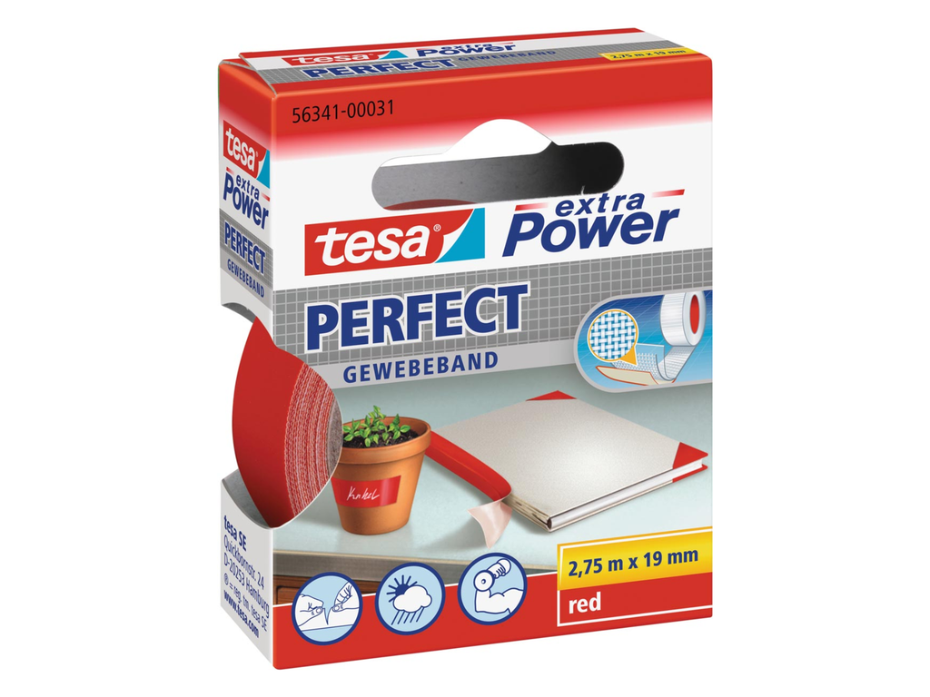 Textieltape Tesa 19mmx2,75m rood