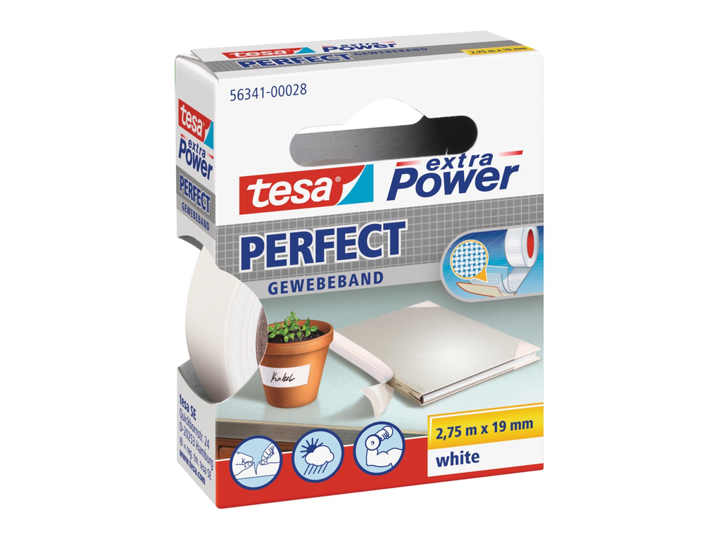 Textieltape Tesa 19mmx2,75m wit